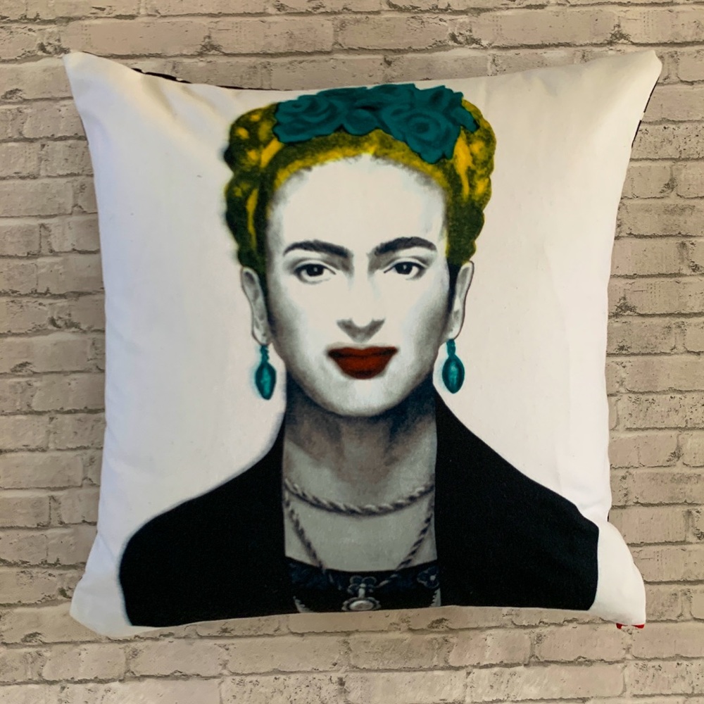 Throw Pillow Covee inspired by Frida Kahlo 18”x18” unique handmade Soft Art Pop